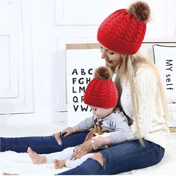 🎀Mom-Baby Beanies Set🎀NEW  - Picture 1 of 5